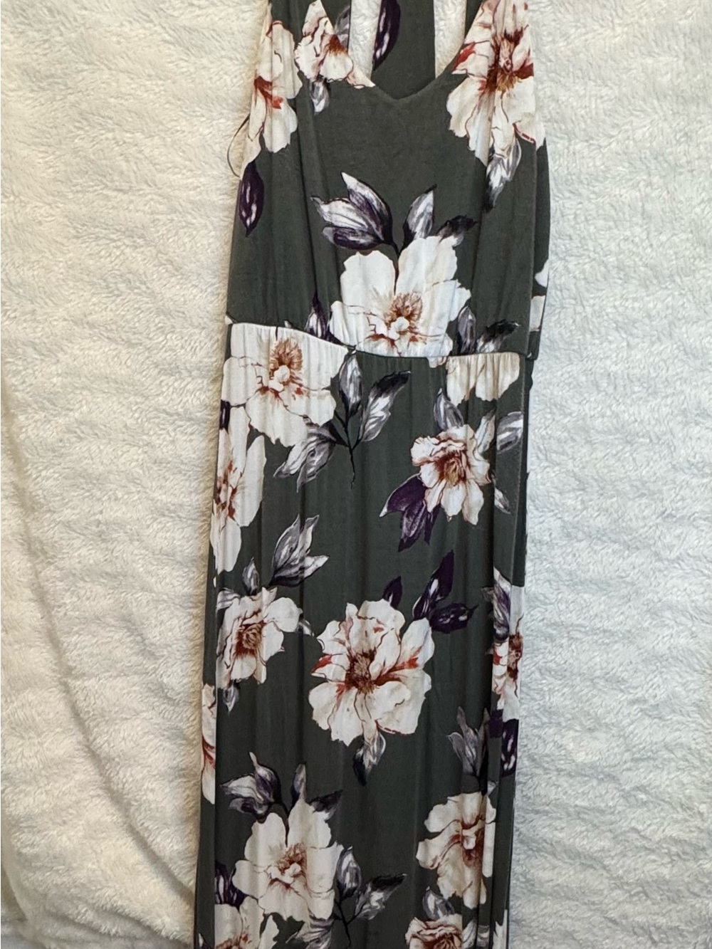 nine britton Charcoal Floral Tee with Ivory and Rust Details